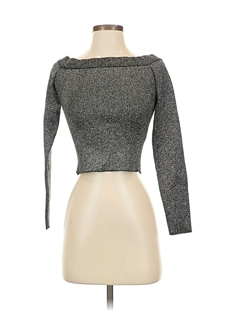 Pre-owned Superdown Long Sleeve Top Gray Boatneck Tops