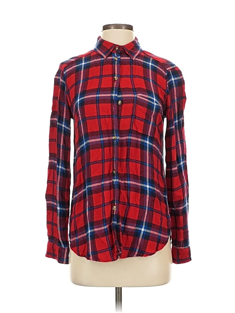 Pre-owned American Eagle Outfitters Long Sleeve Button Down Shirt In Red