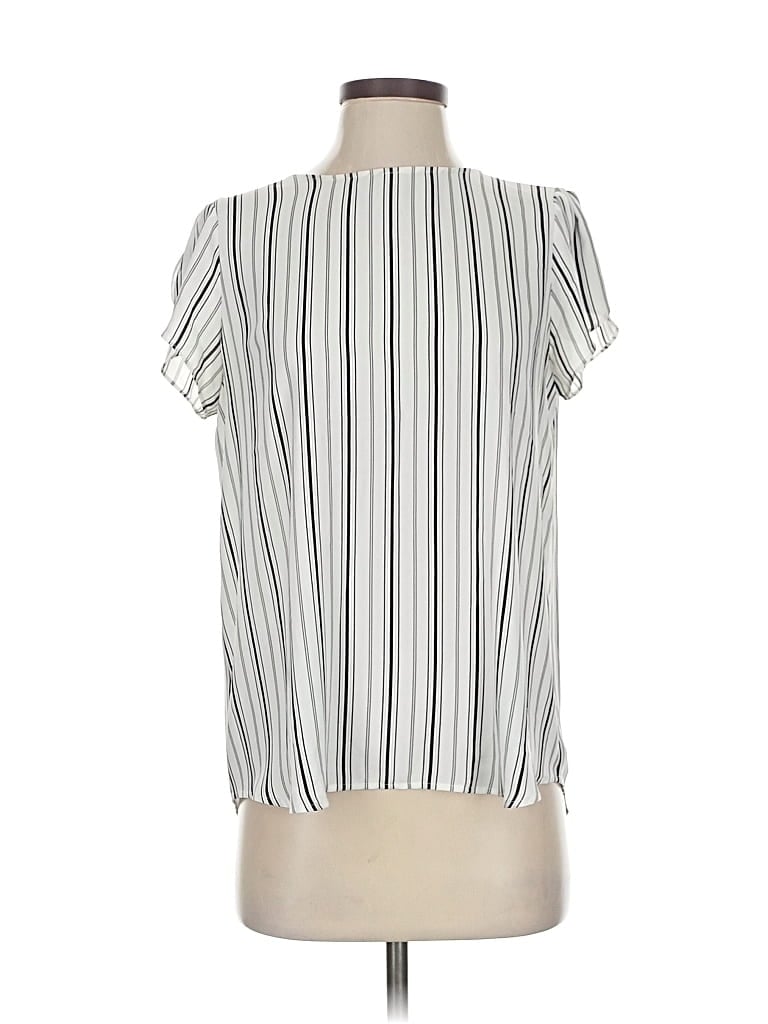 Pre-owned Ann Taylor Loft Short Sleeve Blouse In White