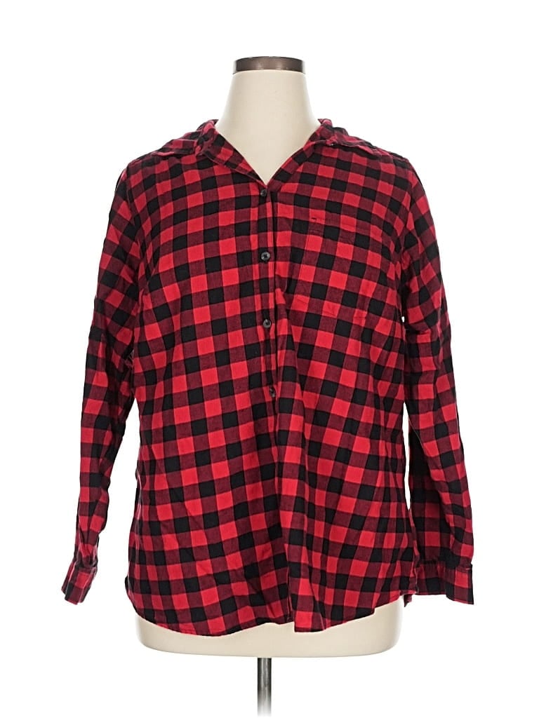 Pre-owned Croft & Barrow Long Sleeve Button Down Shirt In Red