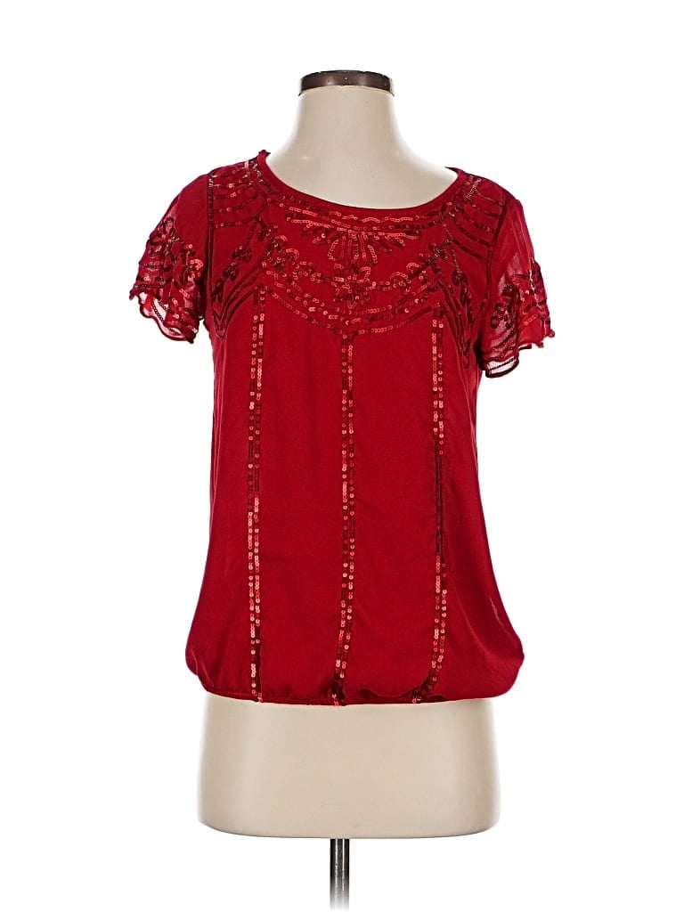 Pre-owned Misia Short Sleeve Blouse In Red