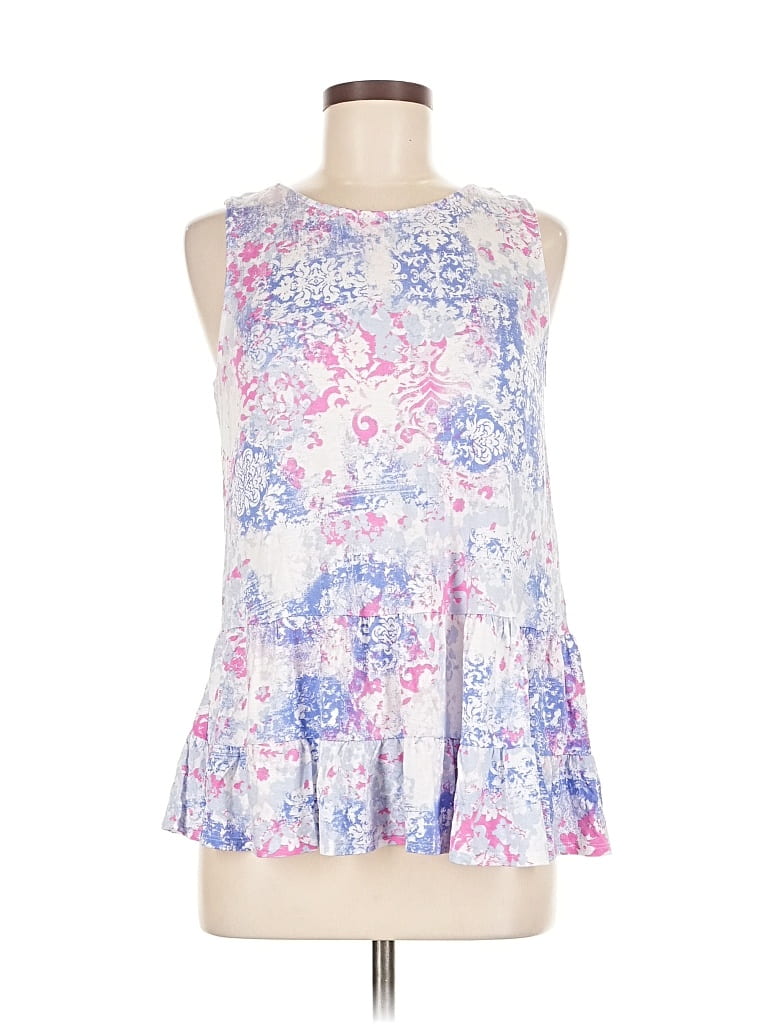 Pre-owned Ellen Tracy Tank Top Blue Halter Neckline Tops