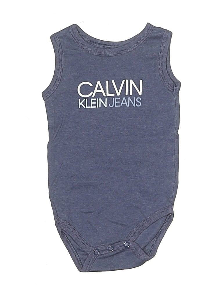 Pre-owned Calvin Klein Jeans Est.1978 Babies' Calvin Klein Jeans Short Sleeve Onesie In Blue