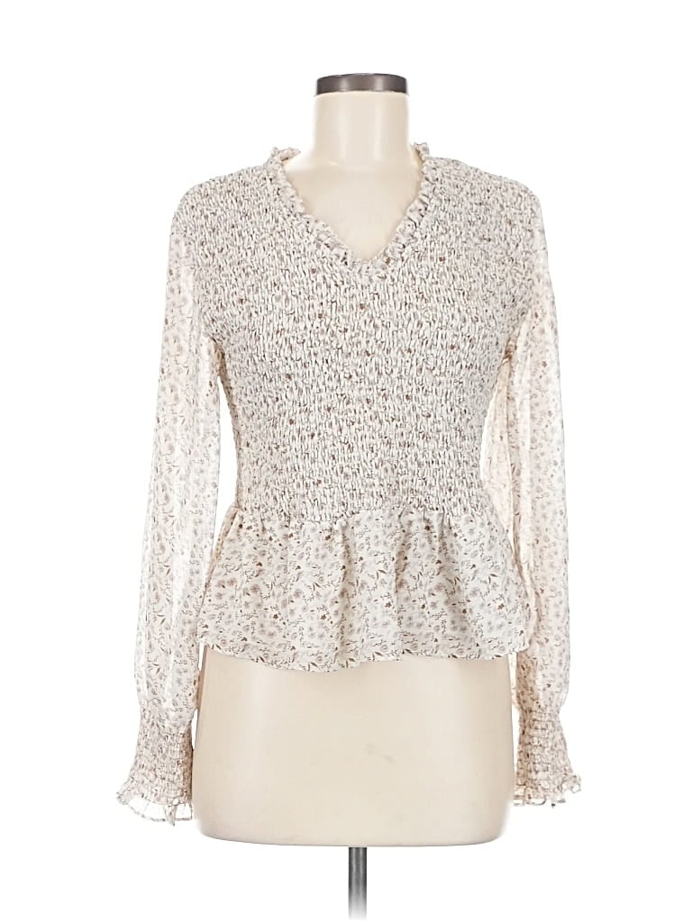 Pre-owned Assorted Brands Long Sleeve Blouse In White