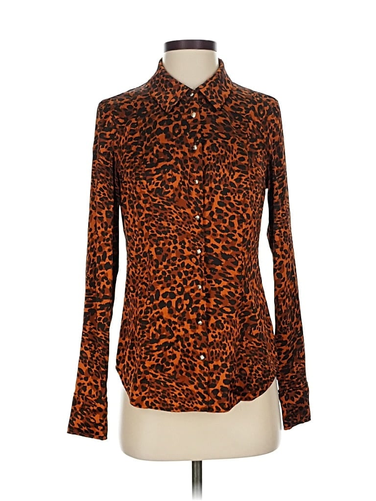 Pre-owned Guess Long Sleeve Blouse In Orange