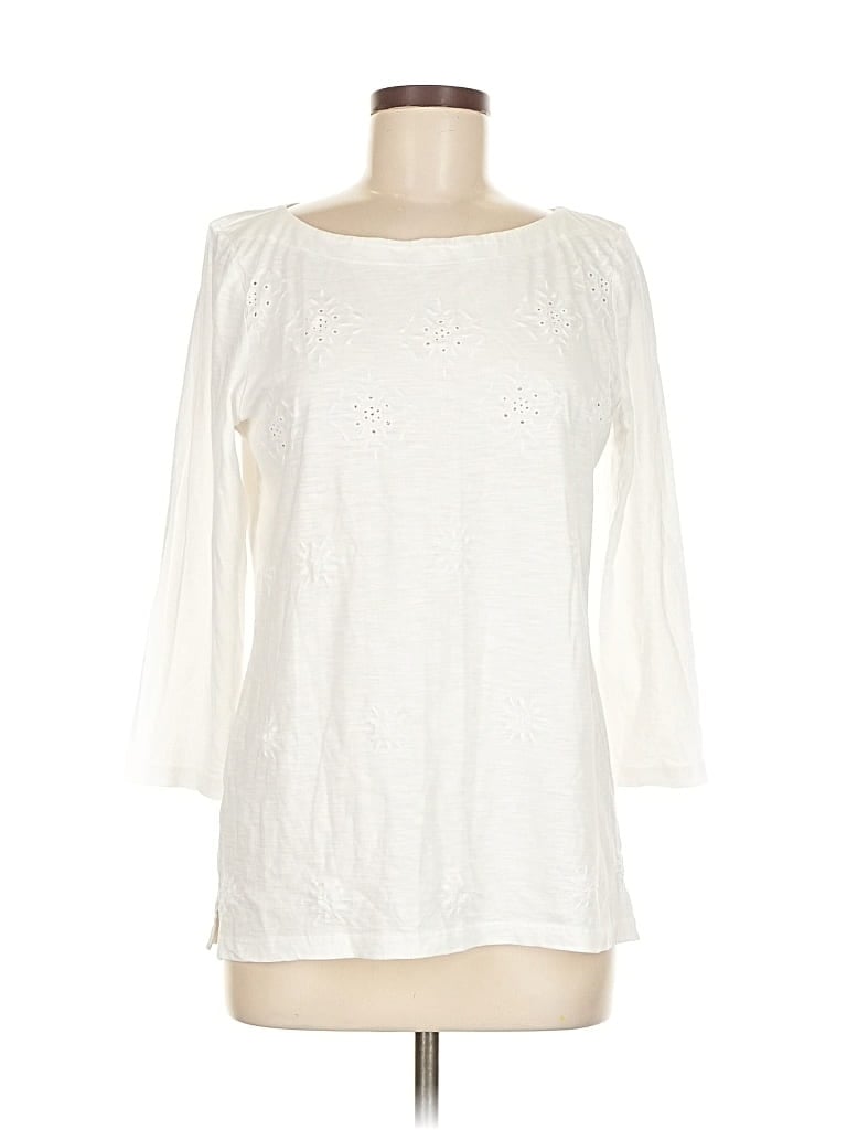 Pre-owned Ann Taylor Loft Outlet 3/4 Sleeve T-shirt In White