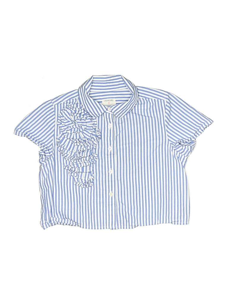 Pre-owned Crewcuts Kids' Short Sleeve Button Down Shirt In Blue