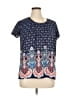 Claudia Richard 100% Polyester Blue Short Sleeve Blouse Size XL - photo 1