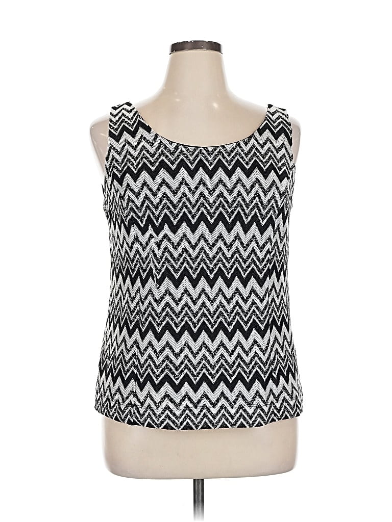 Pre-owned Jones Studio Tank Top Black Chevron/herringbone Pattern Strapless Neckline Tops