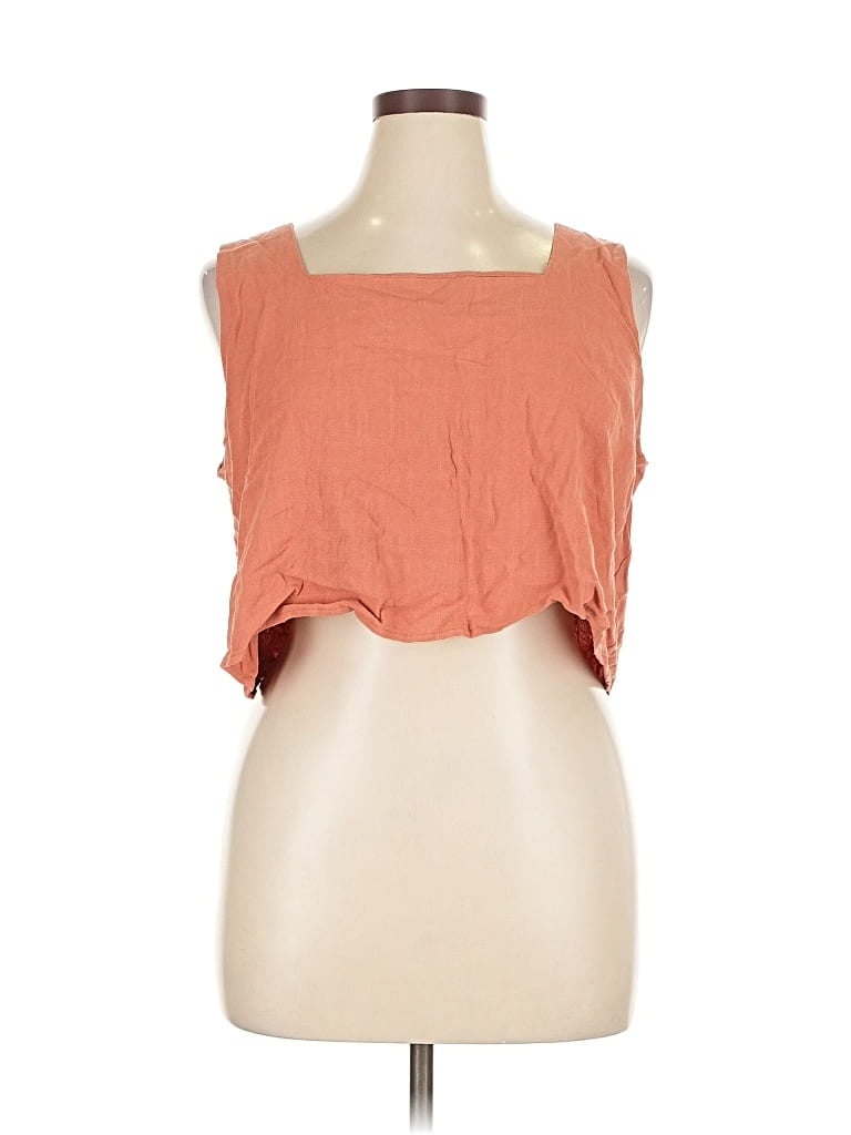 Anrabess Sleeveless Top Orange Scoop Neck Tops In Orange
