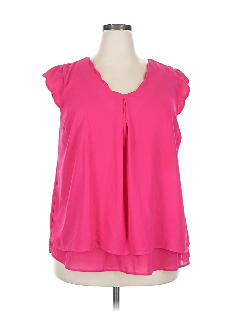 Pre-owned Monteau Short Sleeve Blouse In Pink