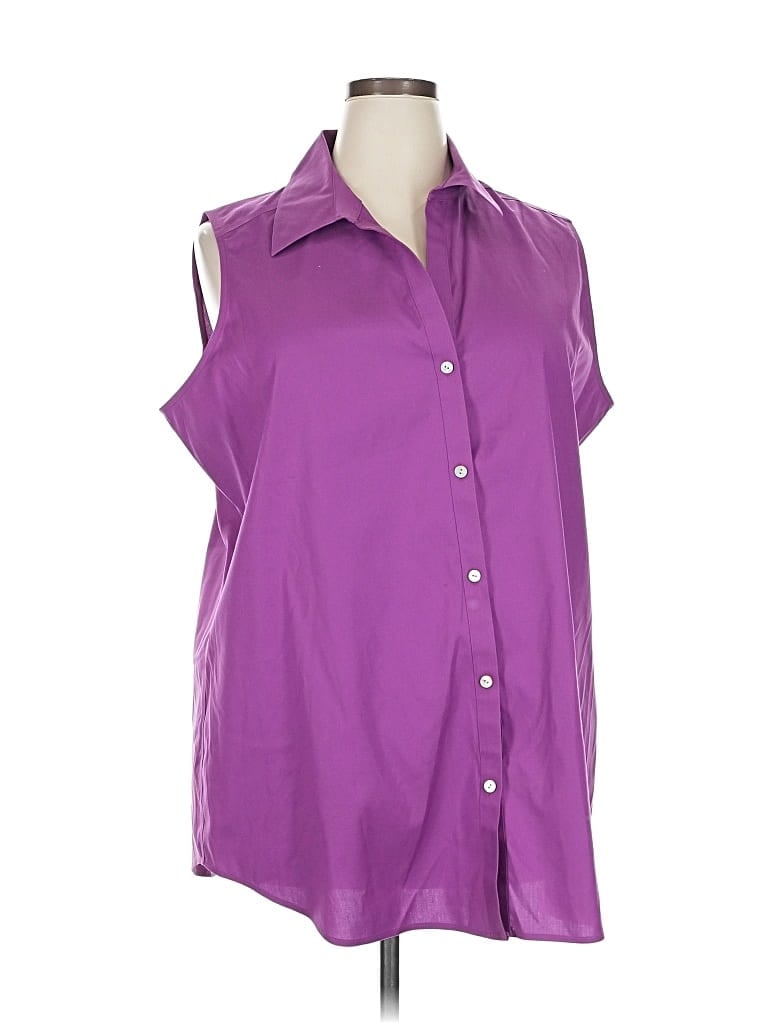 Click to view more detailed imagery on our partner's website Pre-owned Foxcroft Sleeveless Button Down Shirt In Purple