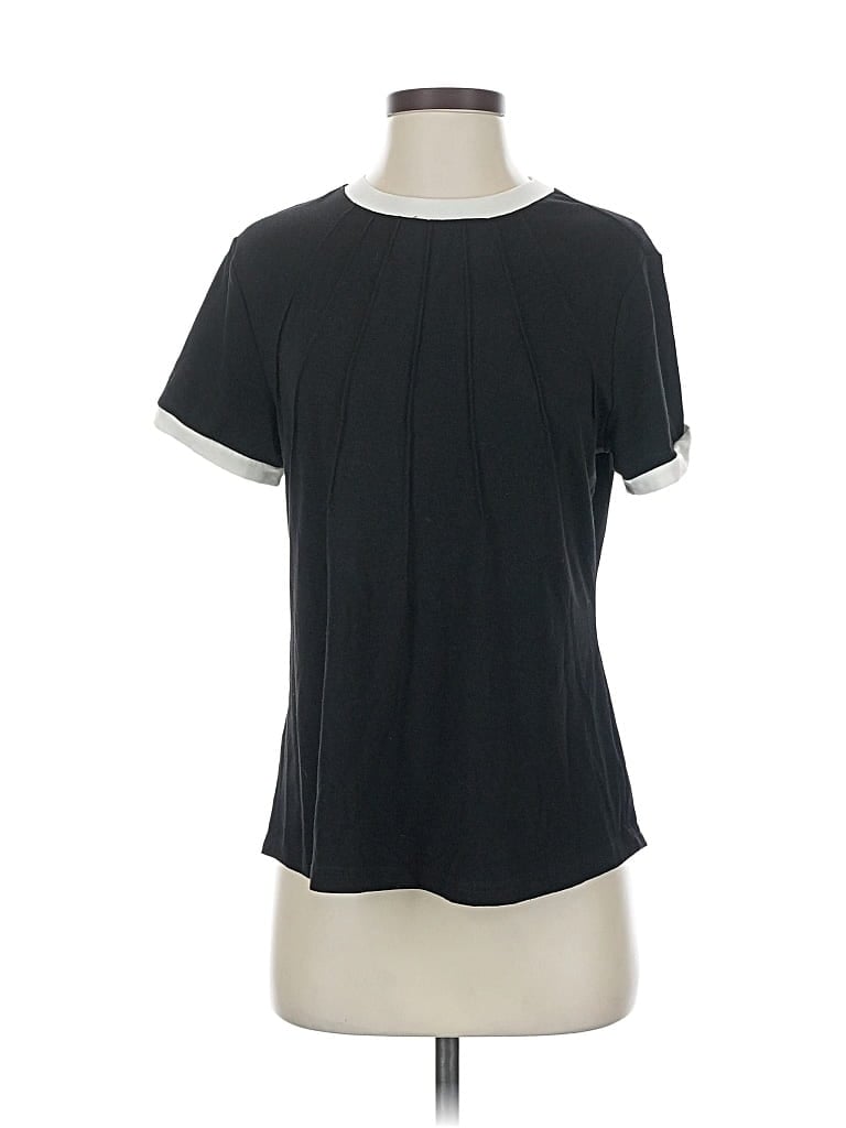 Pre-owned Zesica Short Sleeve Top Black Crew Neck Tops