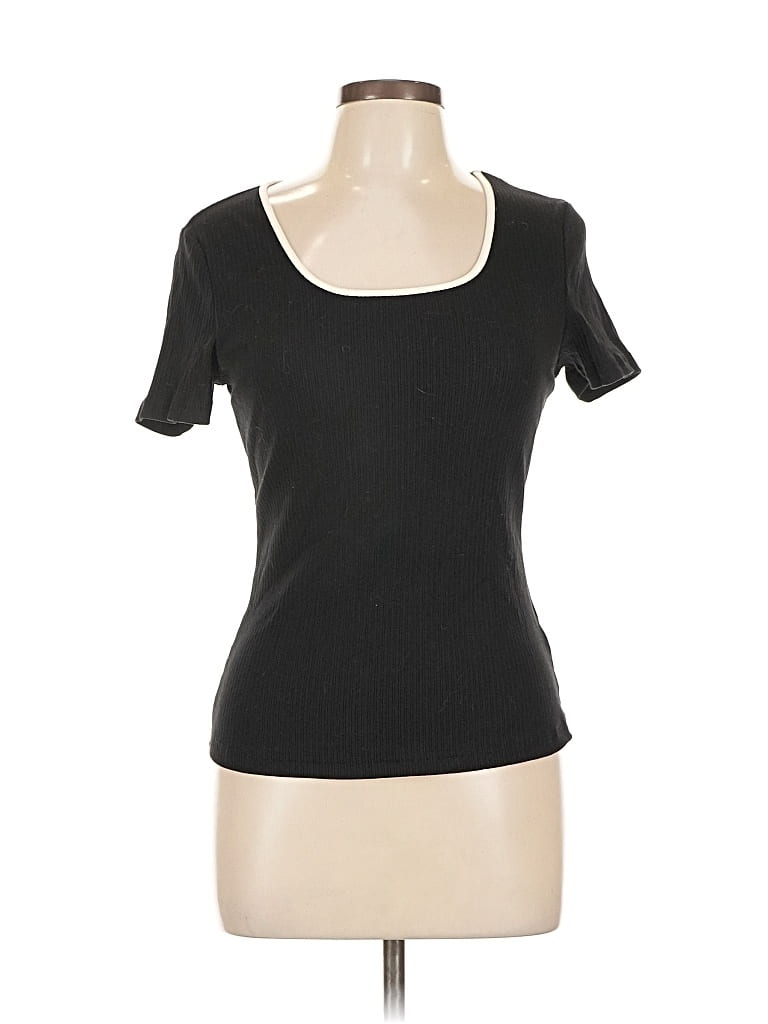 Pre-owned Motf Short Sleeve Top Black Scoop Neck Tops