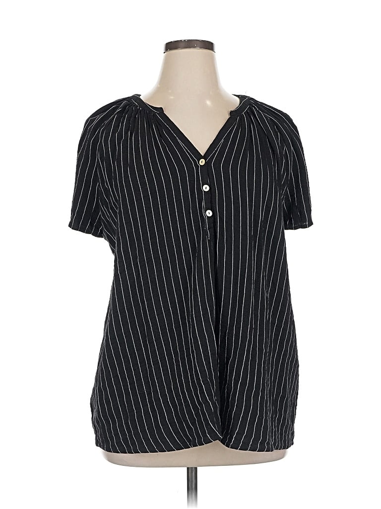 Pre-owned J By Joie Short Sleeve Blouse In Black