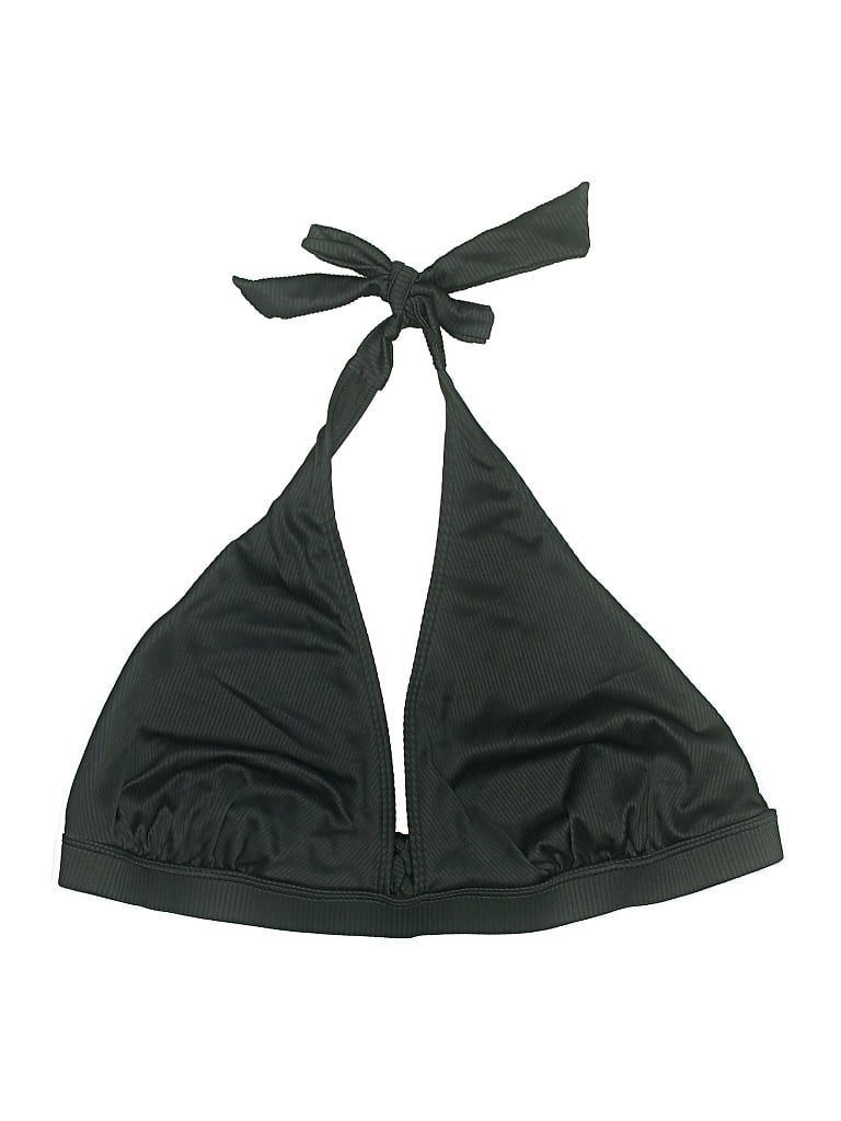 Pre-owned South Beach Swimsuit Top Black Solid Pattern Swimwear