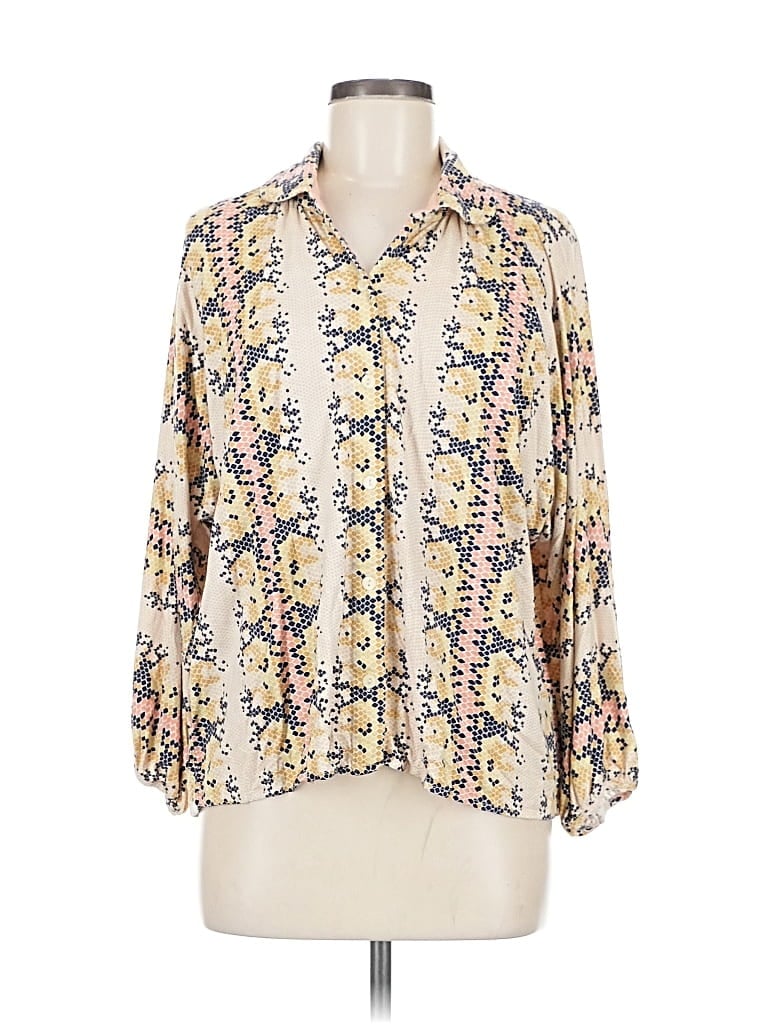 Pre-owned Porridge 3/4 Sleeve Blouse In Brown