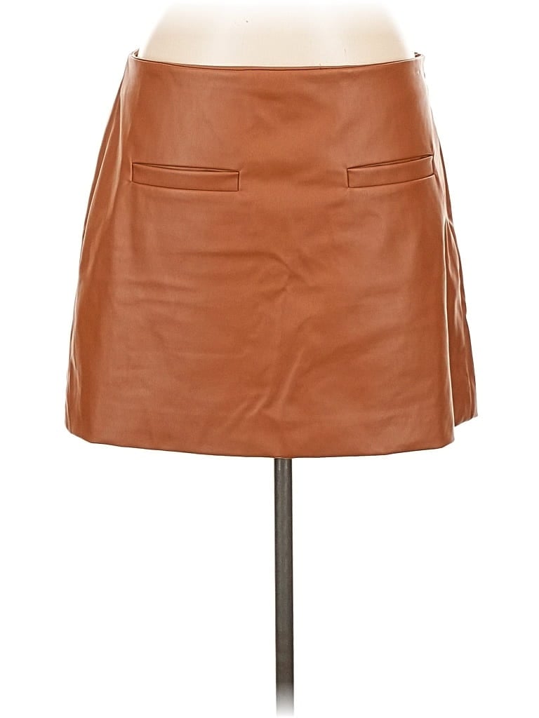 Pre-owned A New Day Faux Leather Skirt In Brown