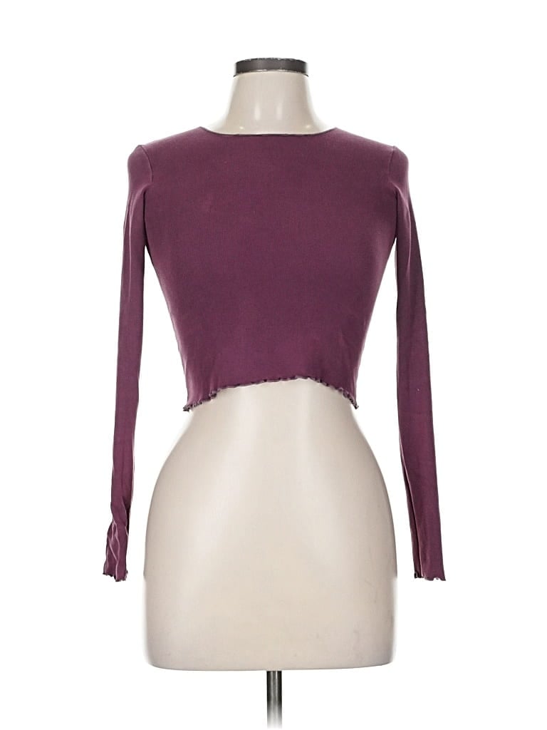 Pre-owned Brandy Melville Long Sleeve Top Purple Boatneck Tops