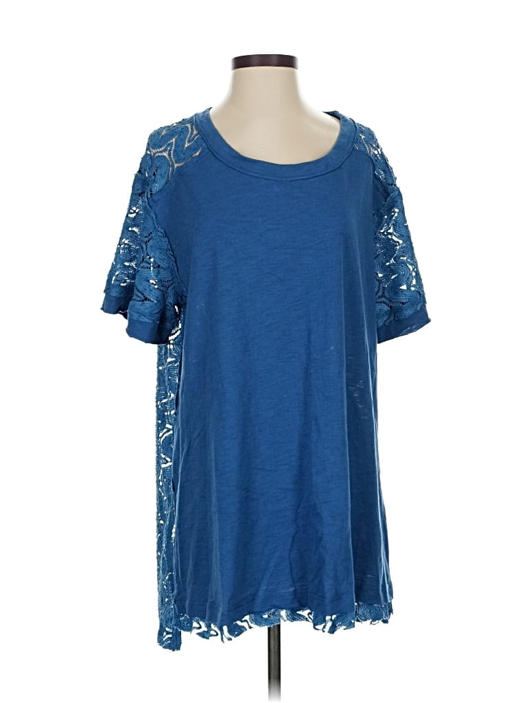 Pre-owned Umgee Short Sleeve Top Blue Cold Shoulder Neckline Tops