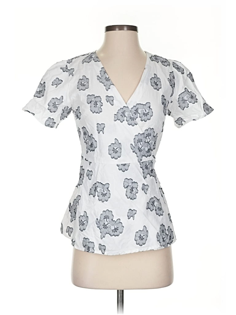 Pre-owned Ann Taylor Short Sleeve Top White Sweetheart Neckline Tops