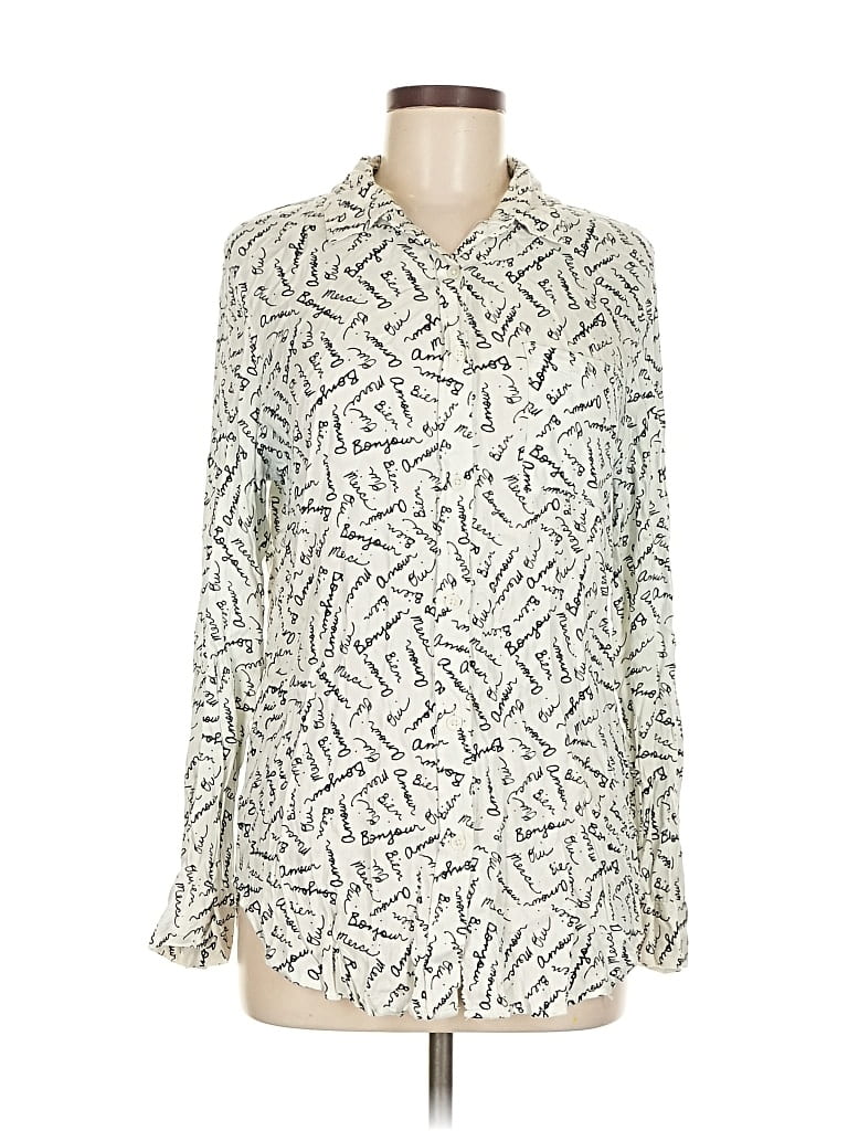 Pre-owned Banana Republic Factory Store Long Sleeve Blouse In White