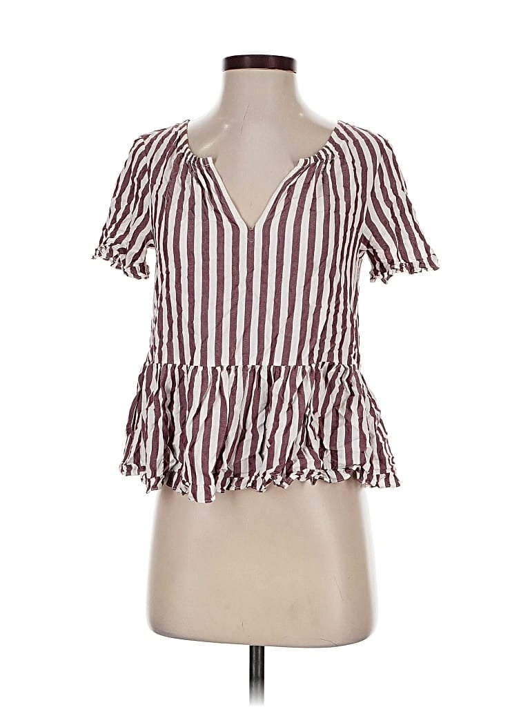Pre-owned Madewell Short Sleeve Blouse In Burgundy