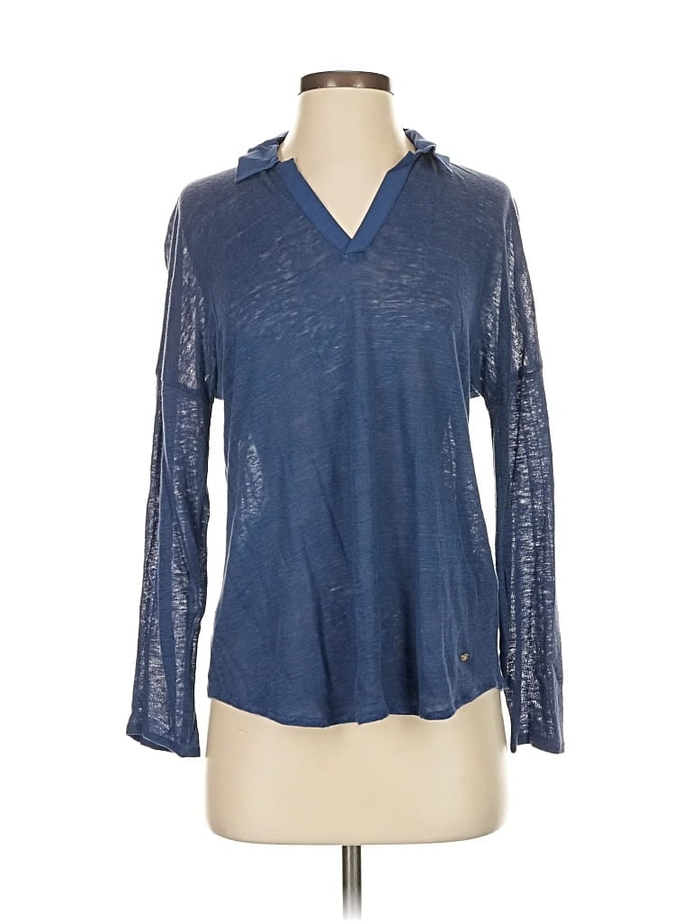 Pre-owned Massimo Dutti Long Sleeve Blouse In Blue