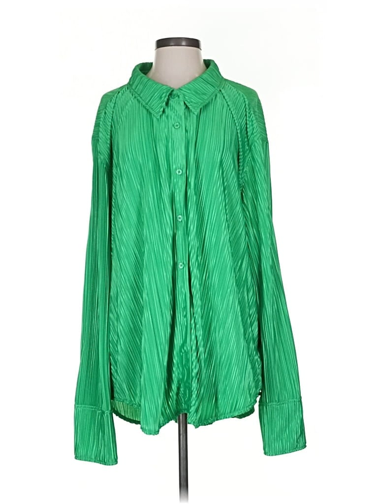 Pre-owned Good American Long Sleeve Blouse In Green