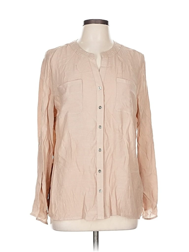 Pre-owned Coral Bay Long Sleeve Blouse In Brown