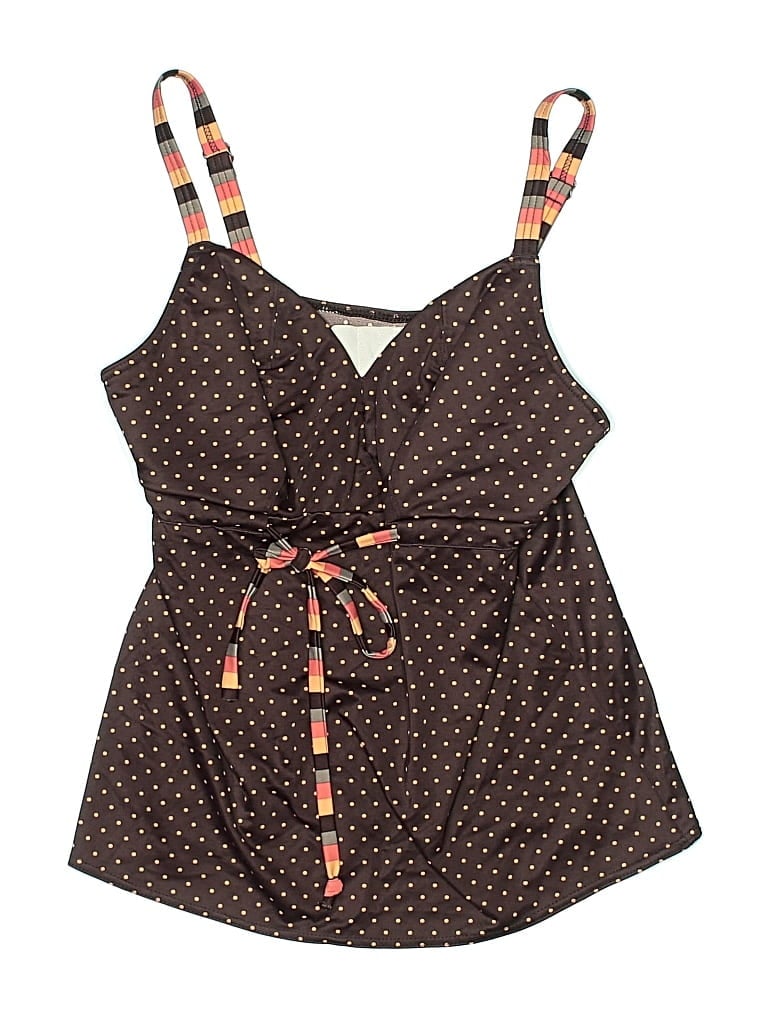 Pre-owned Freya Swimsuit Top Brown Polka Dots Pattern Swimwear