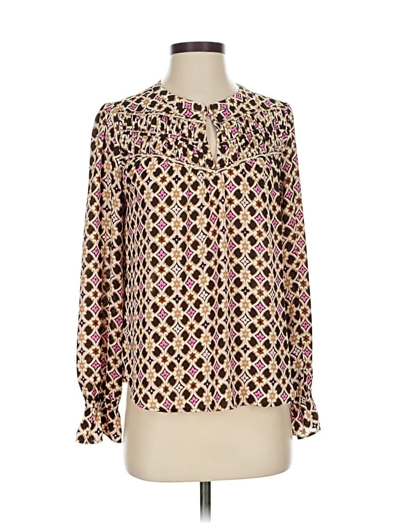 Pre-owned Ann Taylor Loft Long Sleeve Blouse In Pink