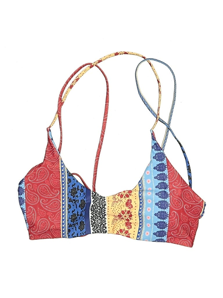 Pre-owned Zaful Swimsuit Top Red Print Pattern Swimwear