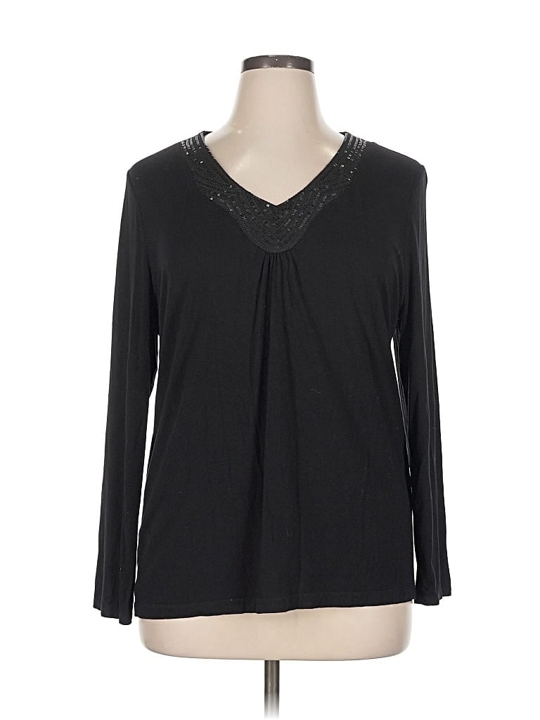 Pre-owned Dana Buchman Long Sleeve Blouse In Black