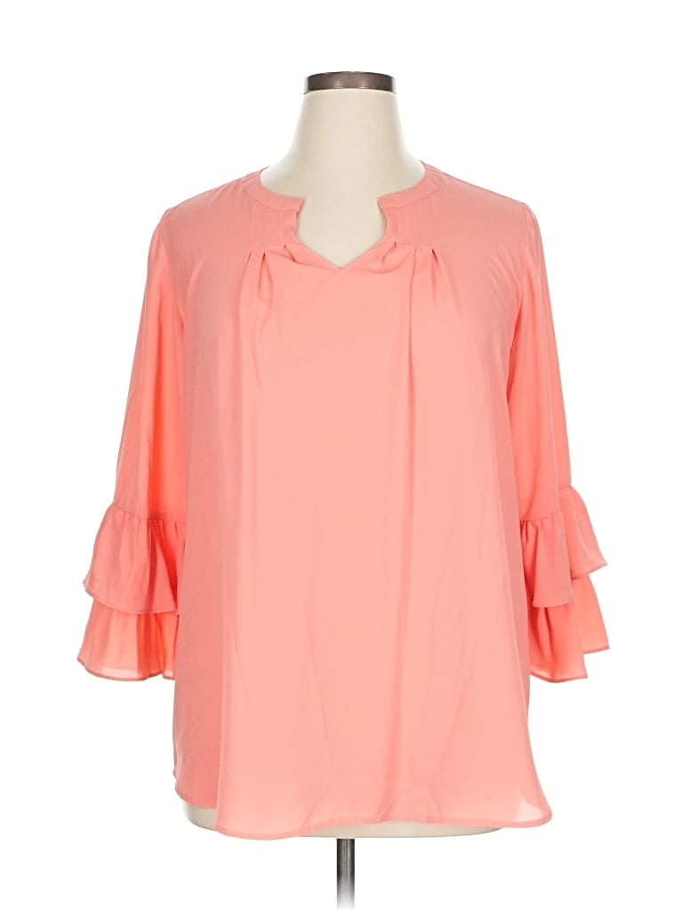 Pre-owned Roz & Ali 3/4 Sleeve Blouse In Pink