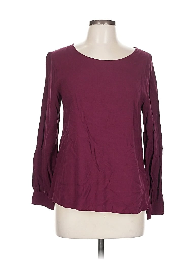 Pre-owned Red By Bke Long Sleeve Top Burgundy Boatneck Tops