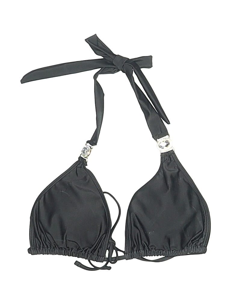 Pre-owned Unbranded Swimsuit Top Black Solid Pattern Swimwear