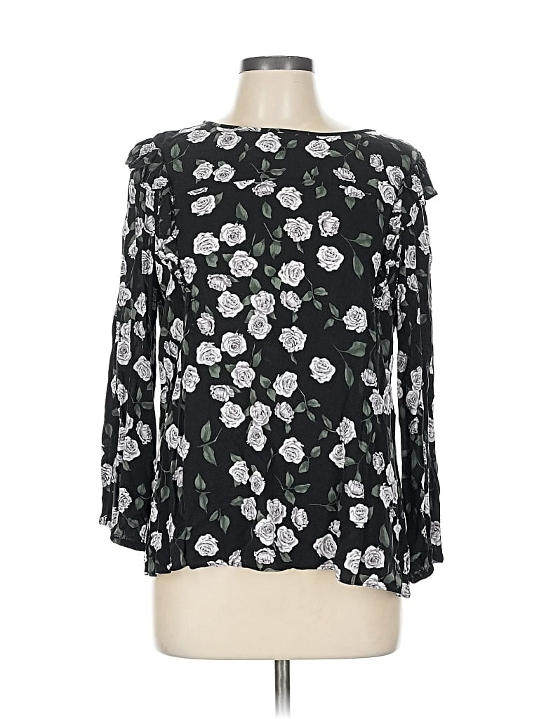 Pre-owned Ann Taylor Loft Outlet 3/4 Sleeve Blouse In Black