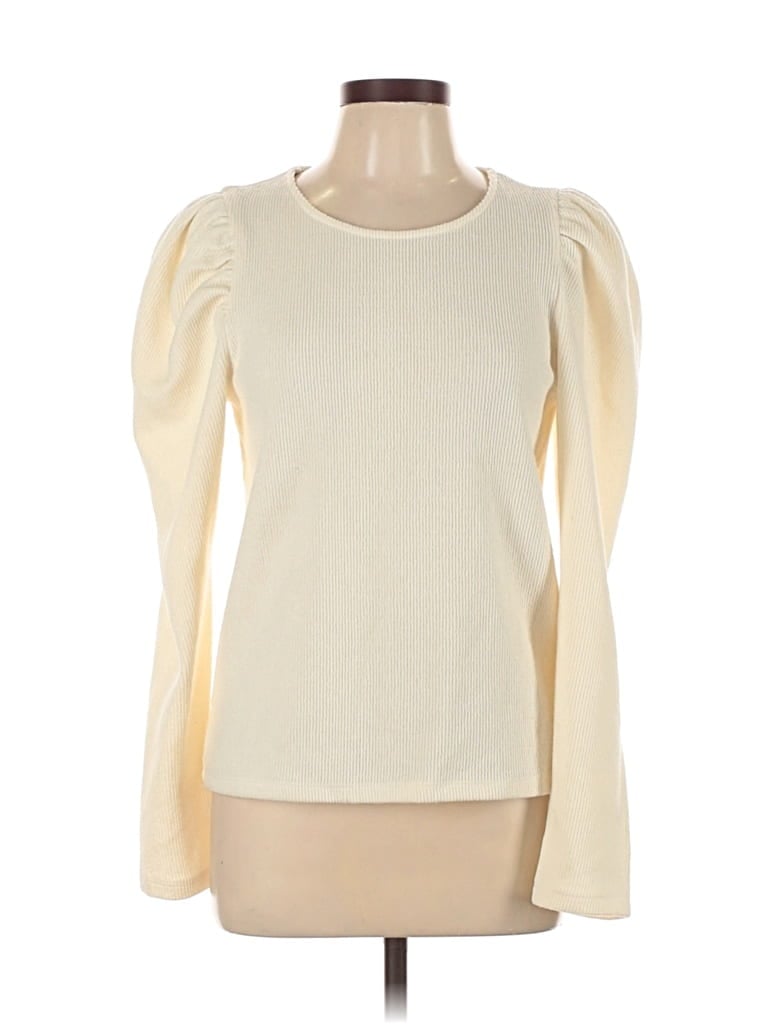 Pre-owned Endless Rose Long Sleeve Top Ivory Keyhole Neckline Tops In White