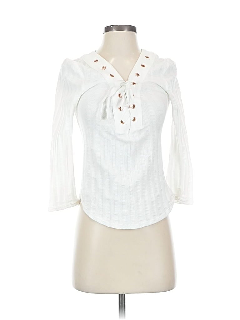 Pre-owned Free People 3/4 Sleeve Blouse In White