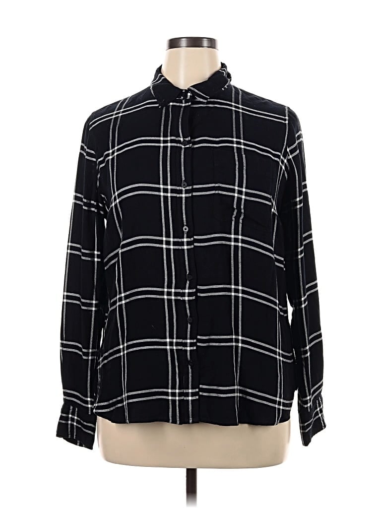 Pre-owned Lucky Brand Long Sleeve Button Down Shirt In Black