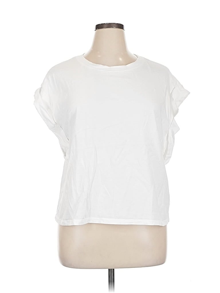 Pre-owned Inc International Concepts Short Sleeve T-shirt In White