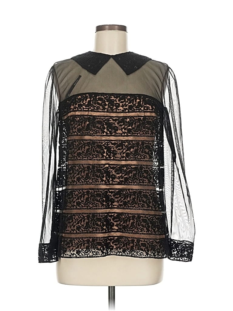 Pre-owned Tadashi Shoji Long Sleeve Blouse In Black