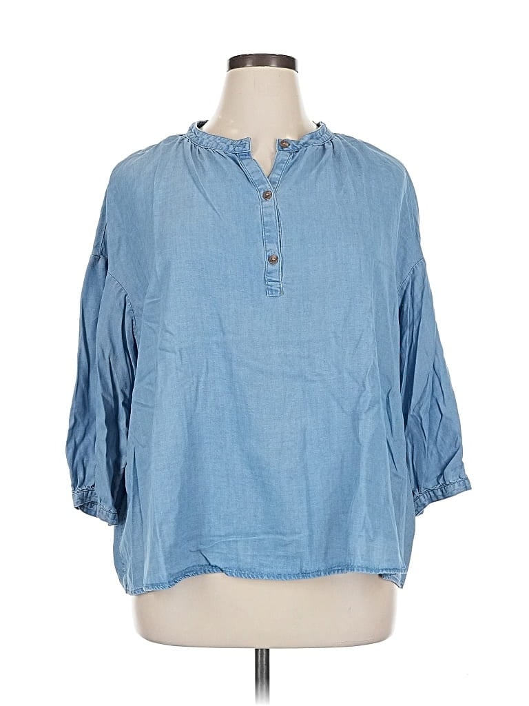 Click to view more detailed imagery on our partner's website Pre-owned Jjill 3/4 Sleeve Button Down Shirt In Blue