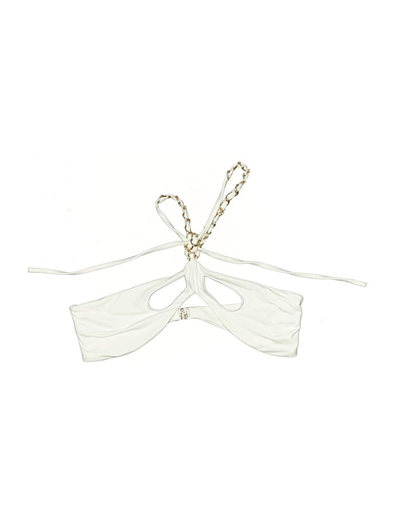 Pre-owned Assorted Brands Swimsuit Top Ivory Solid Pattern Swimwear In White