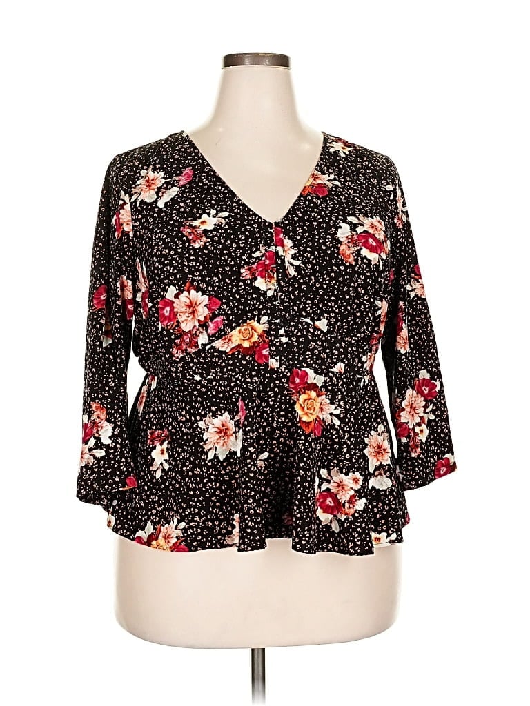 Pre-owned Torrid 3/4 Sleeve Blouse In Black