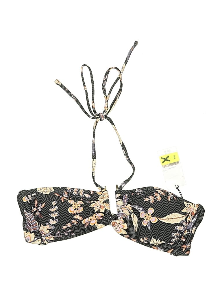 Shade & Shore Swimsuit Top Black Floral Pattern Swimwear