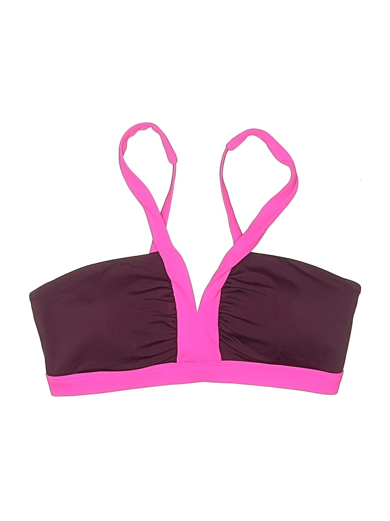 Click to view more detailed imagery on our partner's website Pre-owned Boden Swimsuit Top Purple Color Block Pattern Swimwear