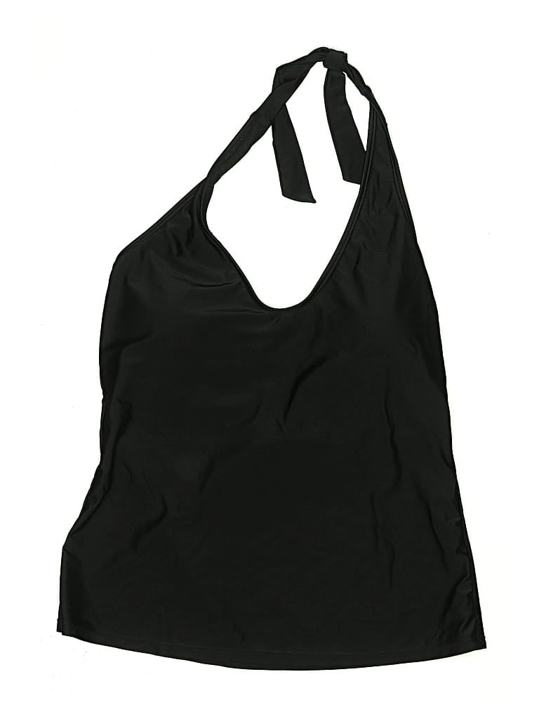 Pre-owned Unbranded Swimsuit Top Black Solid Pattern Swimwear