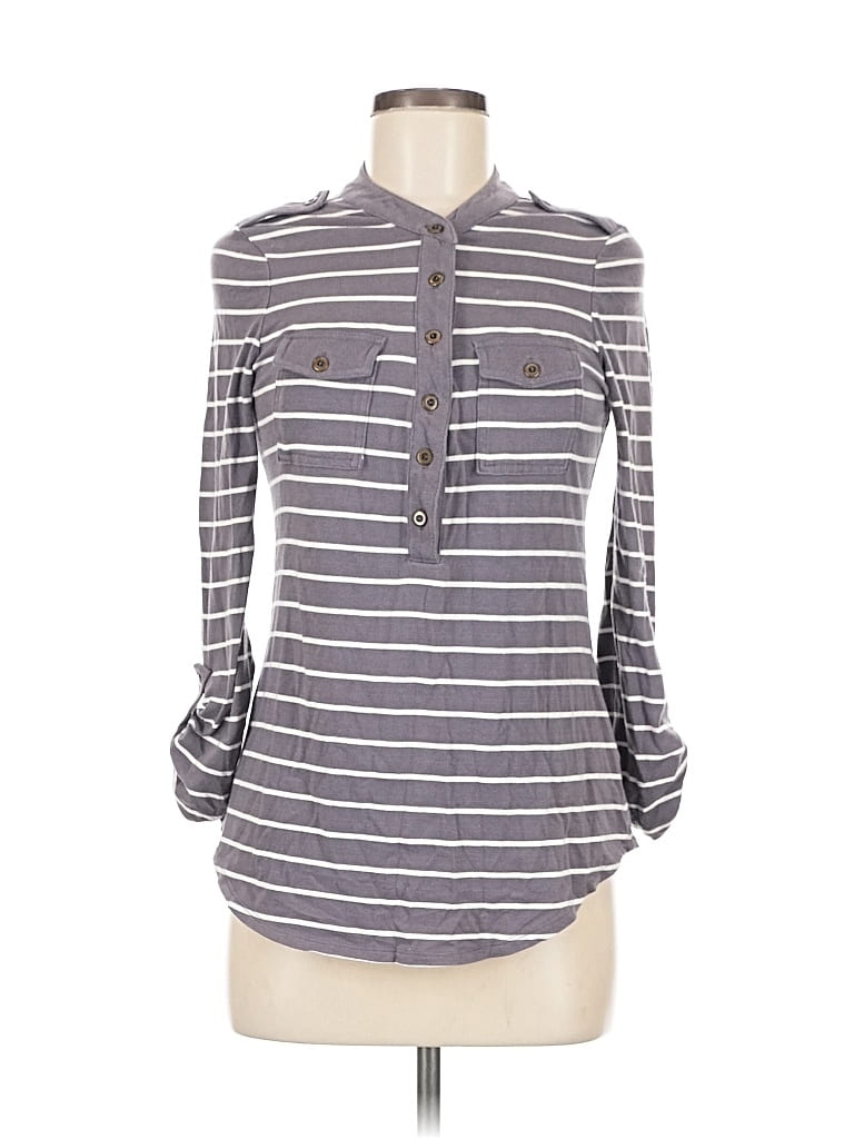 Pre-owned Banana Republic Factory Store Long Sleeve Henley Shirt In Gray